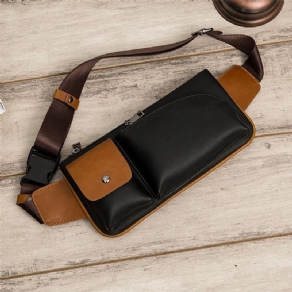 Mænd Imiteret Læder Retro Business Casual Multi-Bære Taljetaske Brysttaske Sling Bag