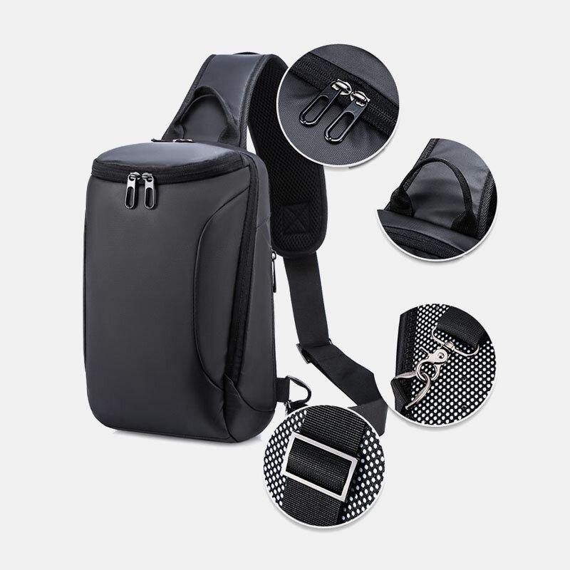 Mænd Oxford Usb-Opladning Anti-Tyveri Brysttaske Alsidig Stor Kapacitet Vandtæt Nat Reflekterende Strip Design Crossbody Tasker
