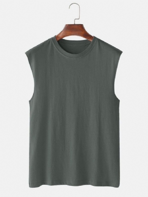 Herre 100 % Bomuld Åndbar Ensfarvet Afslappet Tanktop