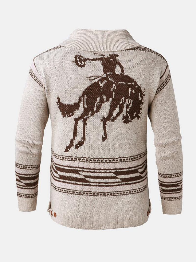 Herre Vintage Mønster Single-Breasted Varm Strikket Sweater Cardigans