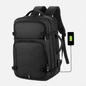 Mænd Nylon Stor Kapacitet 14 Tommer Bærbar Taske Flerlags Business Casual Rejserygsæk Med Usb-Opladning