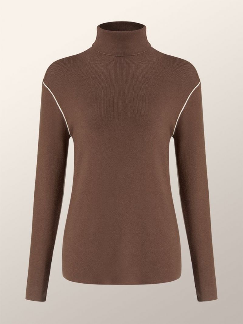 Stram Høj Elasticitet Langærmet Rullekrave Almindelig Sweater