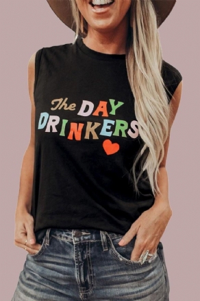 Day Drinkers Letters Print Tank Top