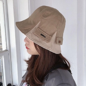 Kvinder Bomuld Dobbeltsidet Kort Skygge Casual Sunshade Wild Bucket Hat