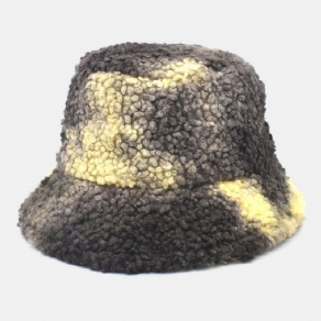 Kvinder Tie-Dye Mix Farve Lammehår Varm Casual Cute Bucket Hat