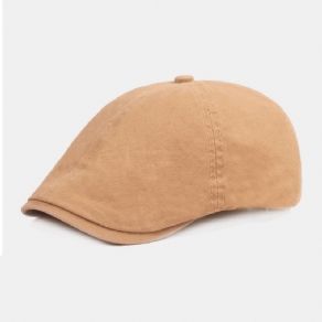 Unisex-Baseret Kasket I Bomuld Ensfarvet Retro Justerbar Solsejl Newsboy Hat Malerhat Ottekantet Hat