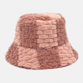 Unisex Lammehår Kontrastfarve Casual Varm Parhat Bucket Hat