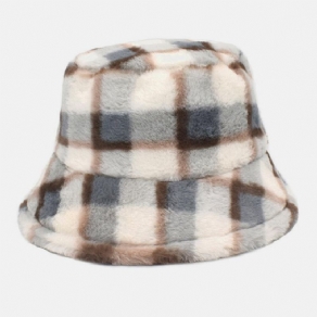 Unisex Lammehår Kontrastfarve Varm Afslappet Parhat Bucket Hat