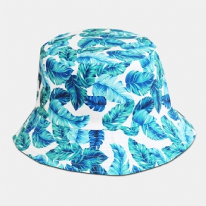 Unisex Overlay Blade Print Vendbar Bucket Hat Dobbeltsidet Solhat Sommerrejse Strandhat