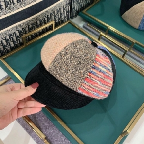 Unsiex Corduroy Patchwork Farve Varm All-Match Casual Newsboy Hat Octagonal Hat Baskerhat