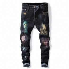 Udskrivning Hip-Hop Design Colorful Holes Jeans