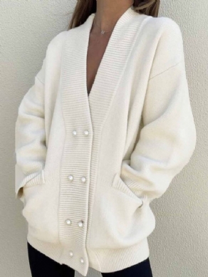 Daglig Langærmet Regular Fit Simple Sweater Coat
