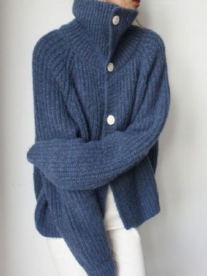 Standkrave Urban Almindelig Knappet Sweater Cardigan