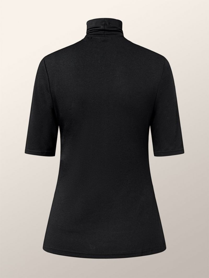 Spring Plain High Neck Slim Fit Lette Daglige Toppe