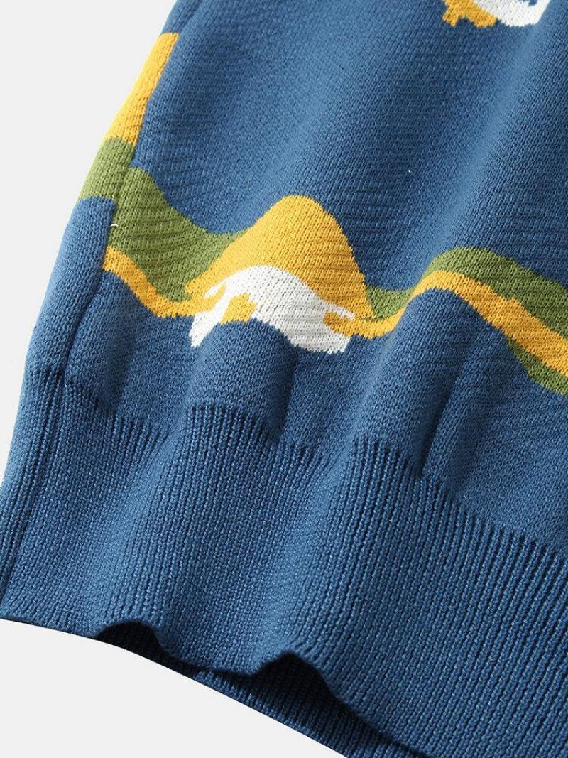 Mænds Stjernehimmel Mønster Strikning Drop Shoulder Pullover Sweatere