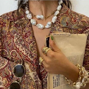 Holiday Style Uregelmæssig Perle Halskæde