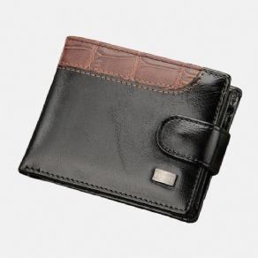 Mænd Imiteret Læder Kontrastfarve Retro Business Mode Card Holder Tegnebog