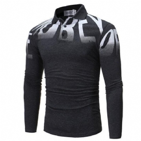 Herremode Med Alfabettryk T-Shirt Casual Slim Fit Langærmet Golfskjorte