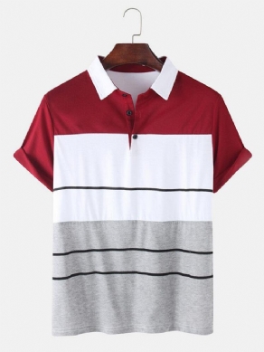 Kortærmede Farveblok Til Mænd Afslappet Sport Golfskjorter