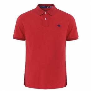 Mænds Sommer Plus Størrelse Ren Farve Golfskjorte Turn-Down Krave Løse Kortærmede Toppe