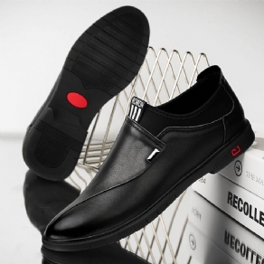 Mænd Shorts Læder Pure Color Stitching Slip-On Business Formelle Loafers Sko