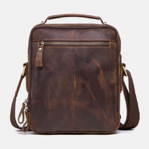 Mænd Ægte Læder Multifunktion Multi-Lomme Vintage Dokumentmapper Messenger Bag Crossbody Taske Håndtaske