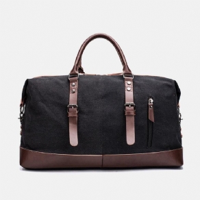 Mænd Lærred Pu Læder Stor Kapacitet Multi-Pocket Håndtaske Skuldertaske Rejsetaske Duffle Bag Crossbody Taske