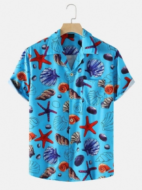 Mænds Ferie Starfish Ocean Element Print Revere Collar Shirts