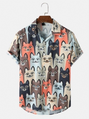 Søde Skjorter Med Tegnefilm Til Mænd Med Katte-Hundetryk