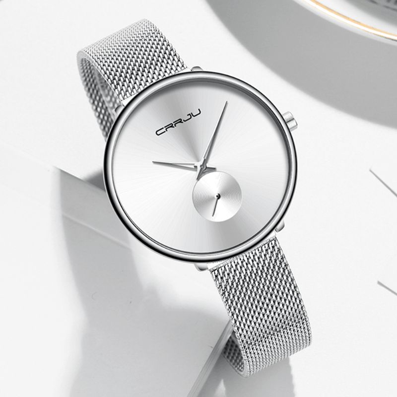 Crrju 2165 Mode Fuld Stålrem Casual Simple Dial Luksus Kvinder Quartz ur