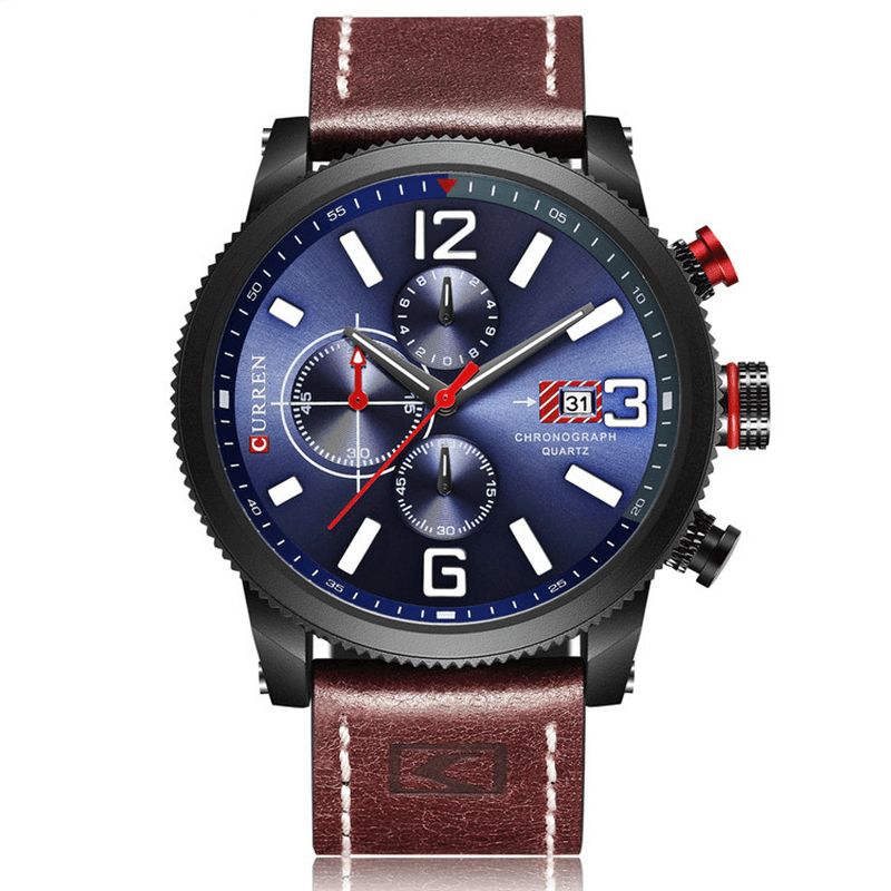 Curren 8281 Working Little Dials Chronograph Quartz ur Vandtæt Sport Herreur