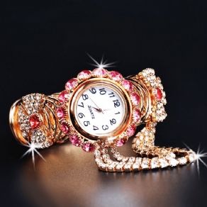 Deffrun Crystal Retro Style Kvinder Armbånd Watch Brudekjole Quartz Ure