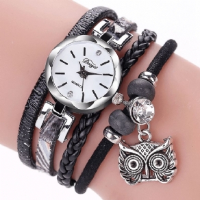 Duoya Cute Style Owl Pendant Dame Armbåndsur Mode Dame Armbåndsur