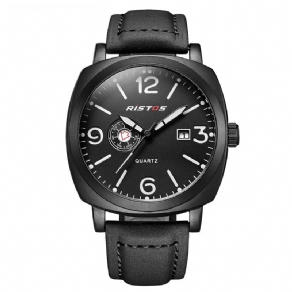 Ristos 9336 Business Style Mand Armbåndsur Kalender Læder Band Quartz ur