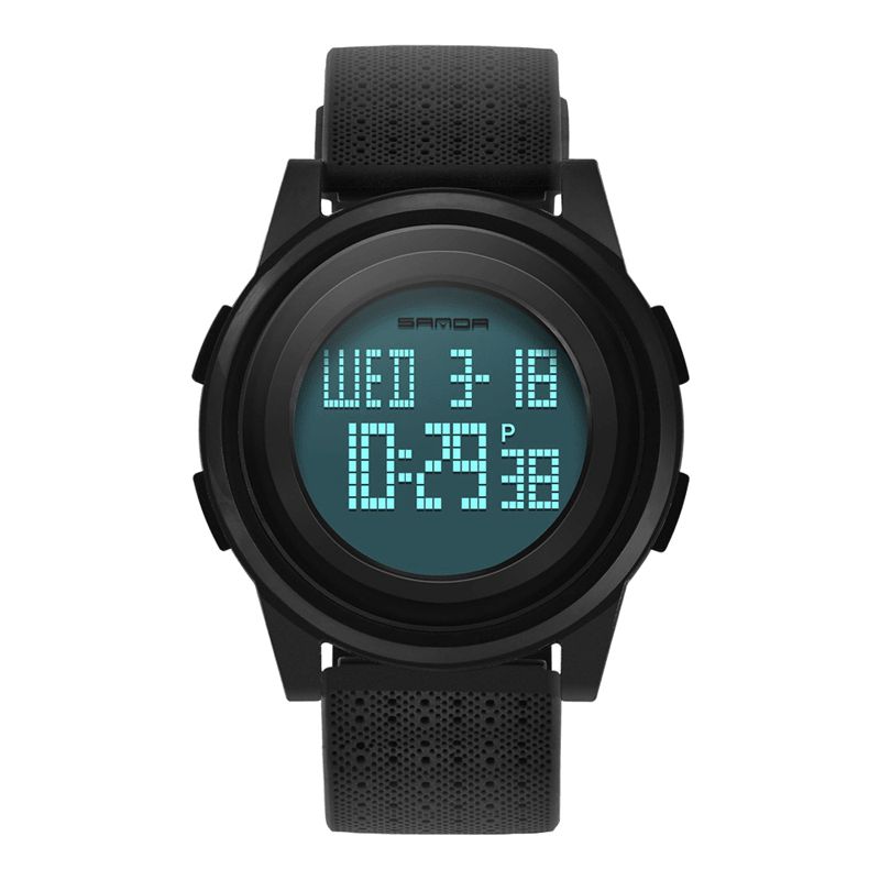 Sanda 337 Digital Watch Led Vandtæt Pu Læder Sports Student Watch