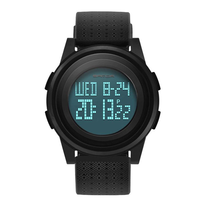Sanda 337 Digital Watch Led Vandtæt Pu Læder Sports Student Watch