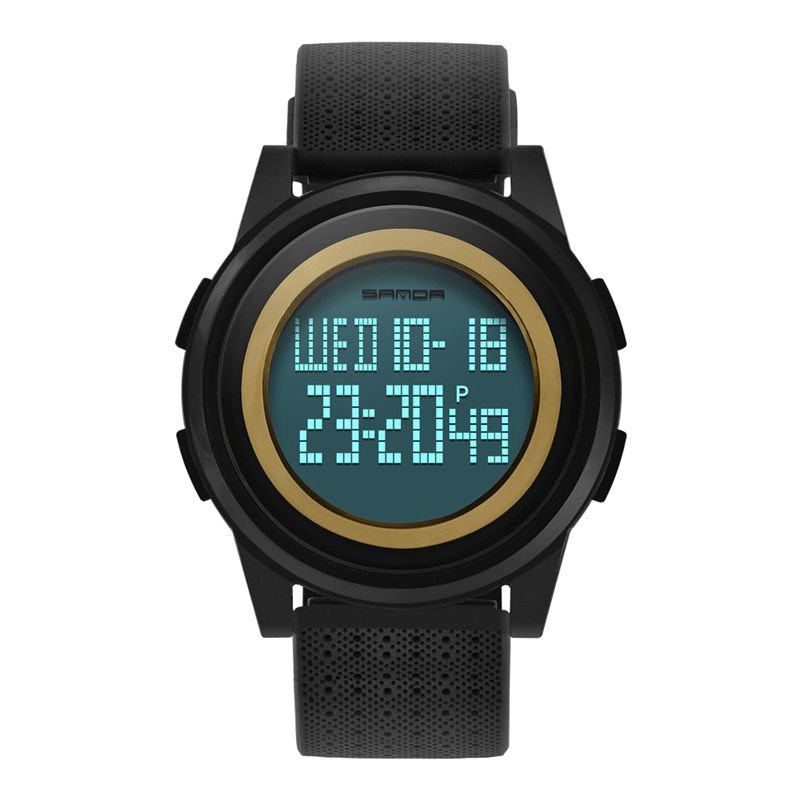 Sanda 337 Digital Watch Led Vandtæt Pu Læder Sports Student Watch