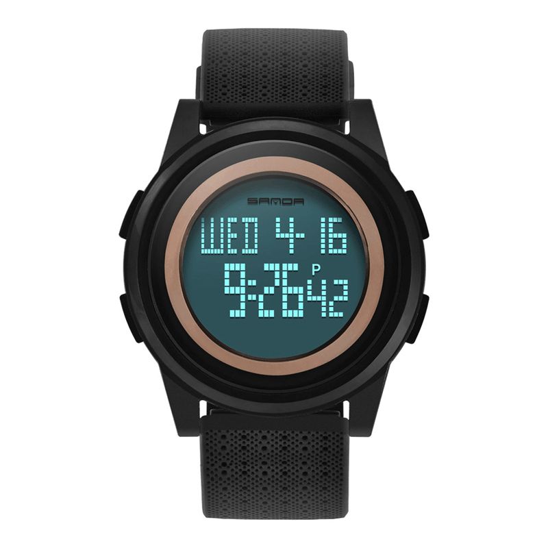 Sanda 337 Digital Watch Led Vandtæt Pu Læder Sports Student Watch