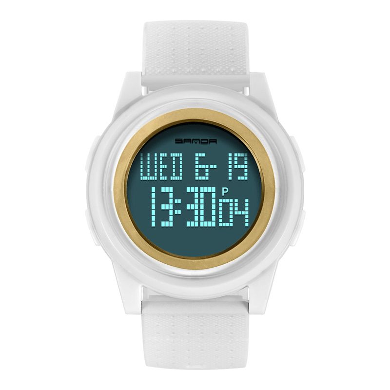 Sanda 337 Digital Watch Led Vandtæt Pu Læder Sports Student Watch