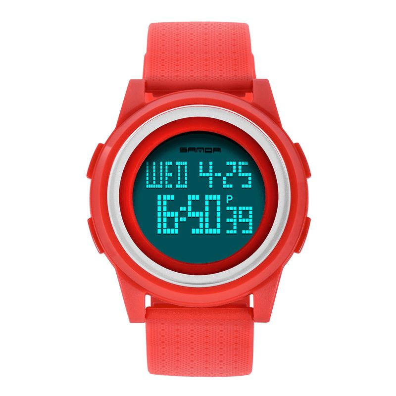Sanda 337 Digital Watch Led Vandtæt Pu Læder Sports Student Watch