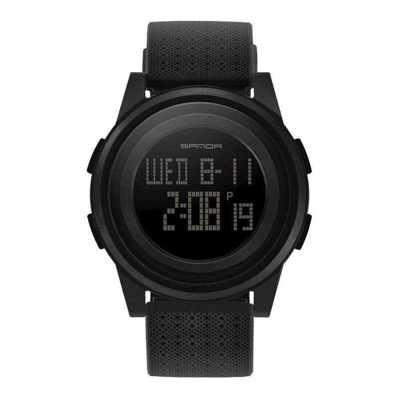 Sanda 337 Digital Watch Led Vandtæt Pu Læder Sports Student Watch