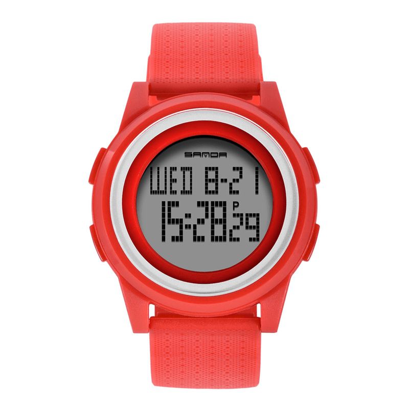 Sanda 337 Digital Watch Led Vandtæt Pu Læder Sports Student Watch