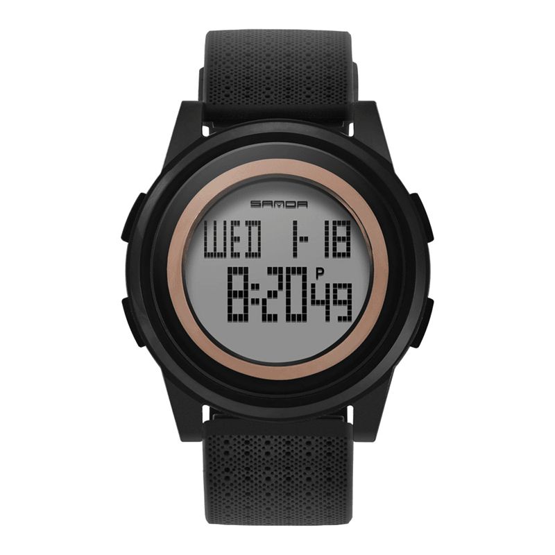 Sanda 337 Digital Watch Led Vandtæt Pu Læder Sports Student Watch