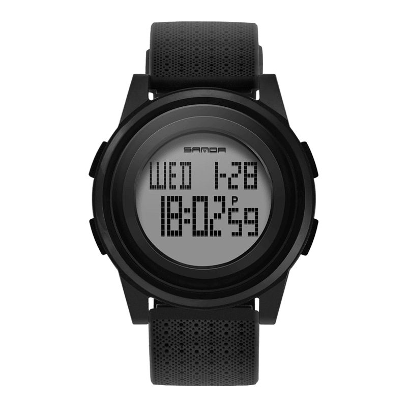 Sanda 337 Digital Watch Led Vandtæt Pu Læder Sports Student Watch