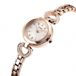Skmei 1408 Luksus Krystal Rustfrit Stål Elegant Mode Kvinder Armbåndsur Quartz ur