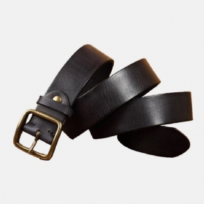 Ægte Læder Til Mænd 105/110/115/120/125/130 Cm Retro Førstelags Kohud Kobbernål Spænde Jeansdragter Bælte Med Hulning